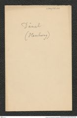 Nachlass Franz Steindachner, Mantelbogen Korrespondenz mit E. Dämel, Inv.Nr. 98.01, Seite 1